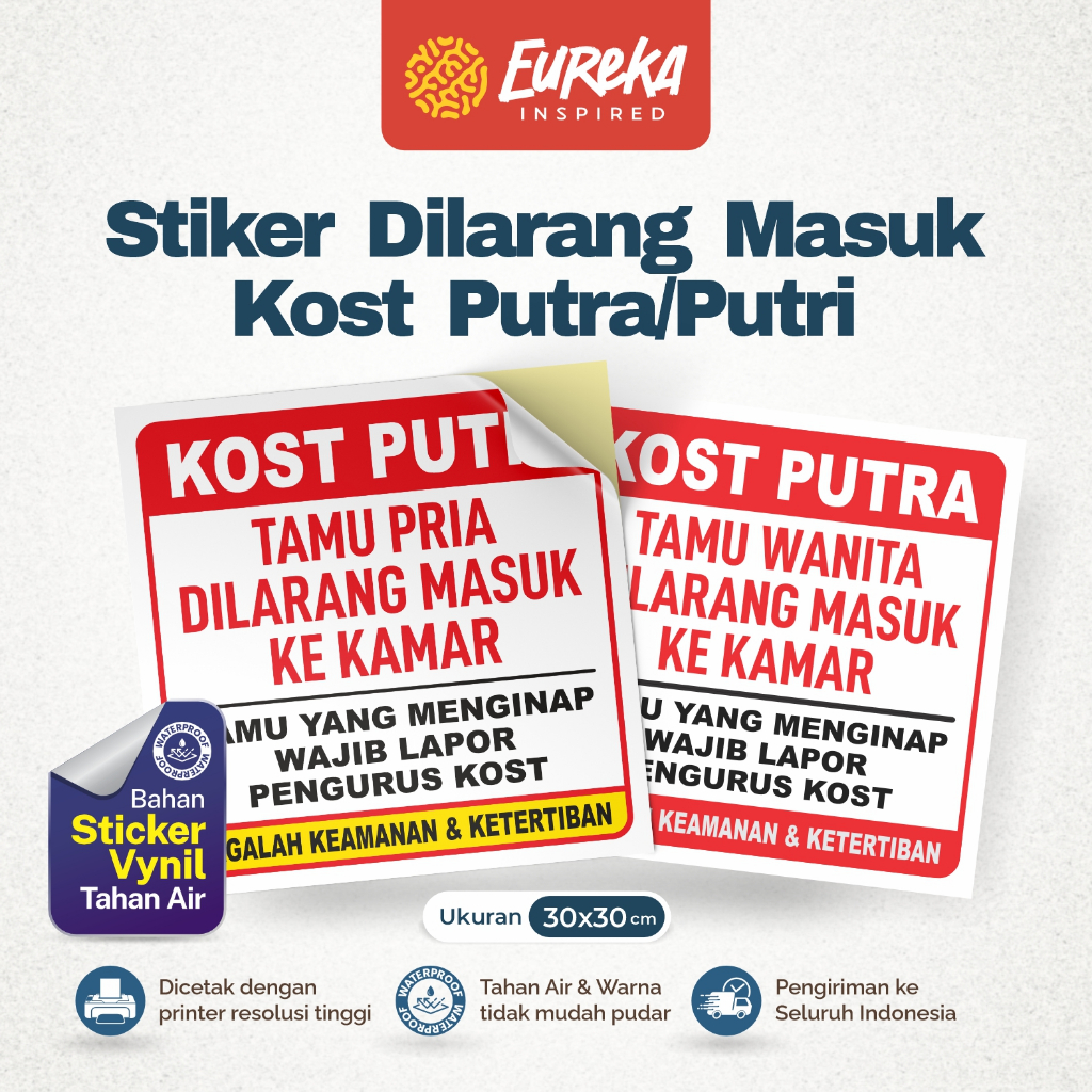 

Stiker Vynil Anti Air Tamu Dilarang Masuk Kost Putra/Putri