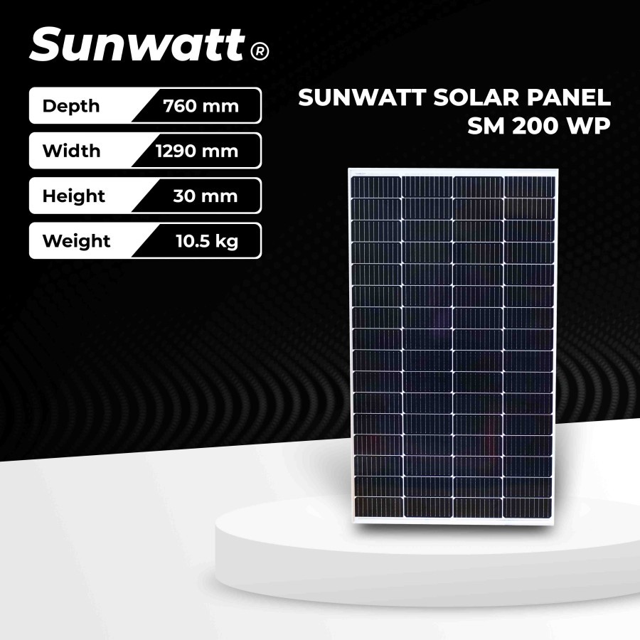 Sunwatt Solar Panel SM 200WP/PANEL SURYA SUNWATT 200 WP + Packing Kayu