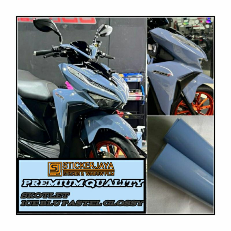 STICKER SCOTLITE ICE BLUE PASTEL GLOSSY MAXDECAL PREMIUM STIKER SKOTLET MOTOR JENIS PASTEL WARNA ICE