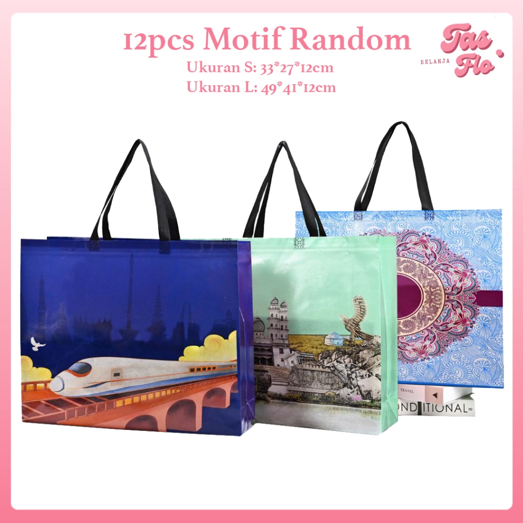 

[12 pcs] Varian Random - Tas Belanja / Tas Hampers / Tas Jinjing / Tas Kado / Goodie / Tas Lebaran