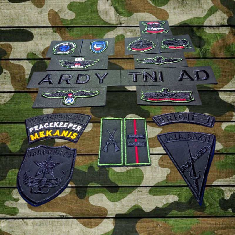 ATRIBUT PAPAN NAMA TNI AD BORDIR MIKA TIMBUL