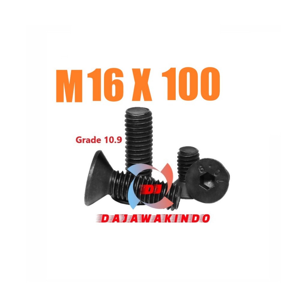 Baut JF L Baja M16 x 100 / Baut Verseng Baja M16 x 100 / Grade 10.9