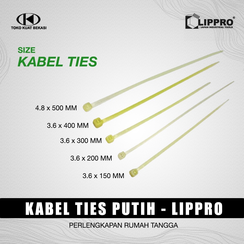 

LIPPRO Kabel Ties 3.6 x 200 Putih Material Nilon / Cable Ties Nylon