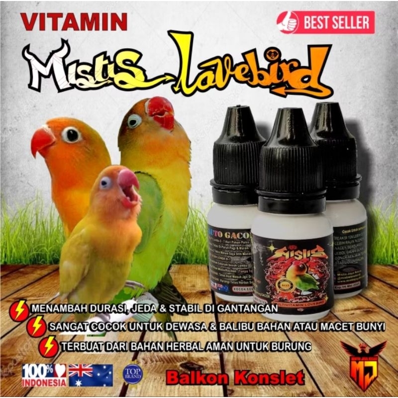 VITAMIN MISSTI5 LOVEBIRD KONSLET VITAMIN PENGGACOR BURUNG LOVEBIRD