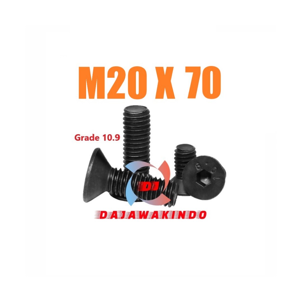 Baut JF L Baja M20 x 70 / Baut Verseng Baja M20 x 70 / Grade 10.9