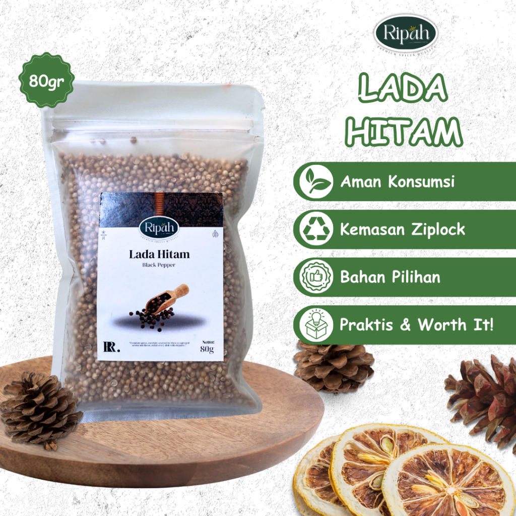 

50gr Biji Lada Hitam Utuh Whole Black Pepper 100% Ripah Rempah PREMIUM QUALITY