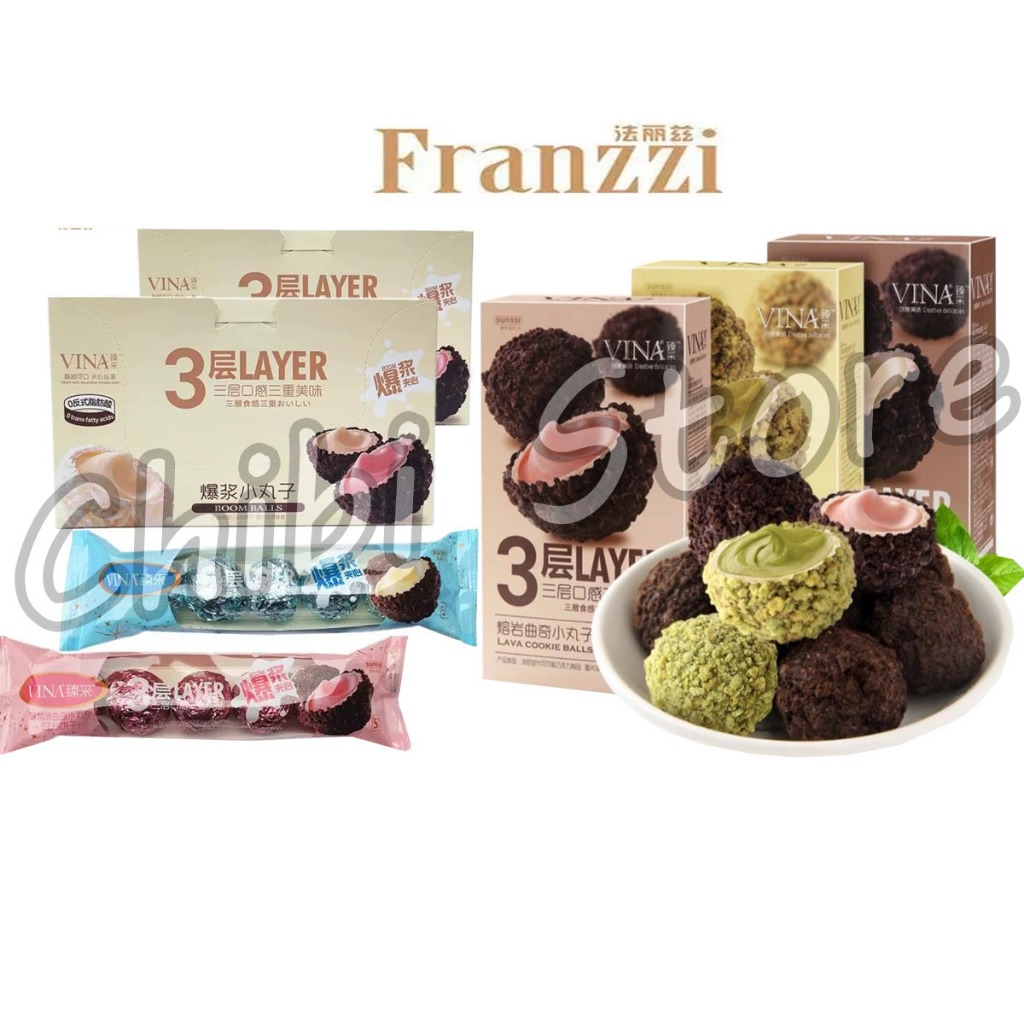 

Franzzi Wafer Salut Bulat Isi Kirim Rasa Matcha Stroberi Yogurt - Vina Lava Cookies Balls Matcha Strawberry Yogurt Flavor 臻采爆浆夾心曲奇小丸子 45-100g