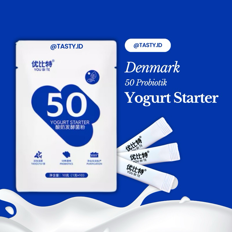 

Yogurt Starter 50 Denmark / Yogurt Culture / Kultur Yogurt / Bibit Yogurt / Biang Yogurt 50 Probiotik Denmark 1 Gram Sachet