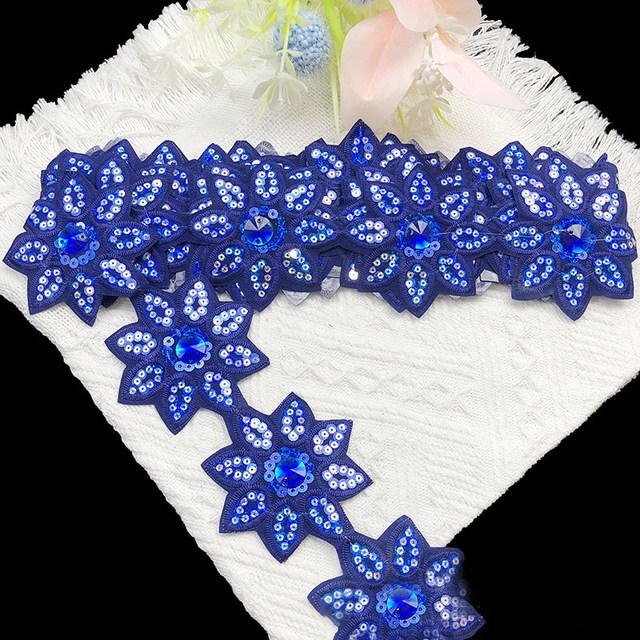 1 rol renda bordir bunga kombinasi payet sequin dan permata | harga per 1 bungkus isi 4 meter sudah 