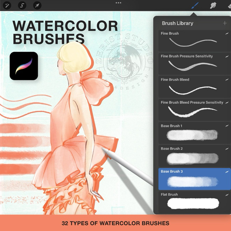 

Watercolor Brushes Original ZERIST STUDIO untuk iPad - 32 Jenis Kuas Cat Air
