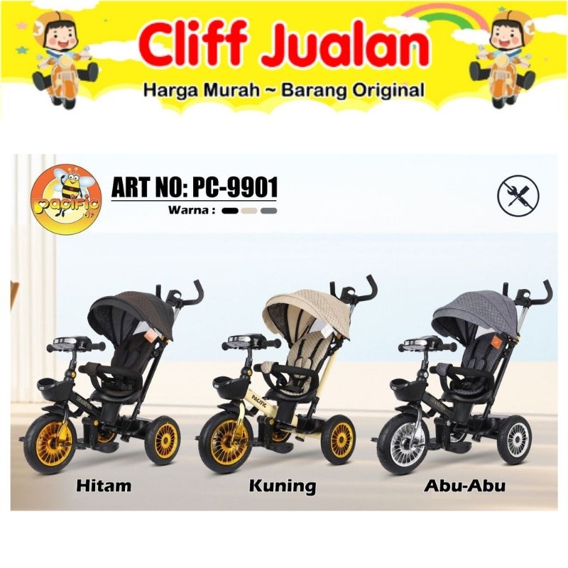 CLIFF JUALAN SEPEDA ANAK RODA TIGA PACIFIC PC 9901 (4 IN 1) & PC 5166