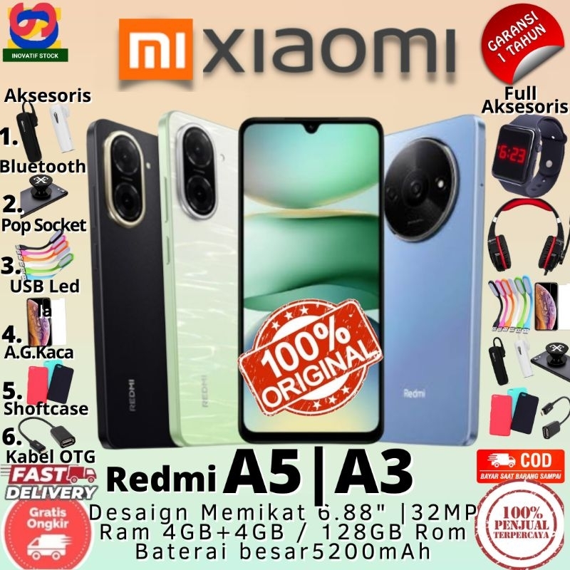 HP BARU XIAOMI REDMI A5 | REDMI A3 4/128GB Ram Upto 8GB Layar Luas 7.88inch GARANSI RESMI 100% ORIGI