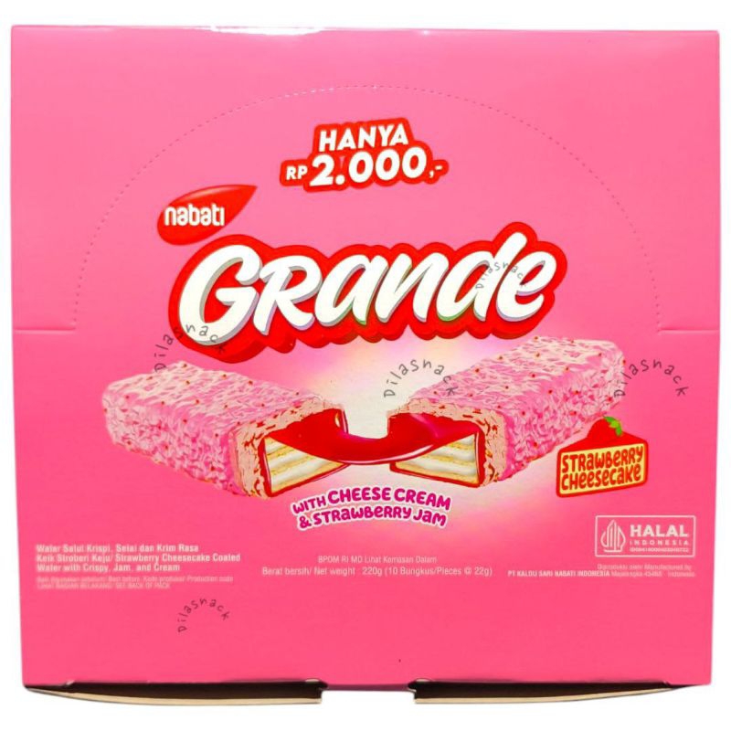 

Baru Nabati Grande Strawberry cheese cake 1box isi 10 pcs wafer Salut krispi Selai dan krim rasa Keik Stroberi Keju wafer grande with cheese cream & strawberry jam