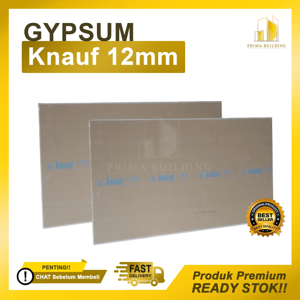 Gypsum Knauf 12mm / Gipsum Knauf Standardshield 12 mm / Gypsum plafon dan partisi merek Knauf12 mm