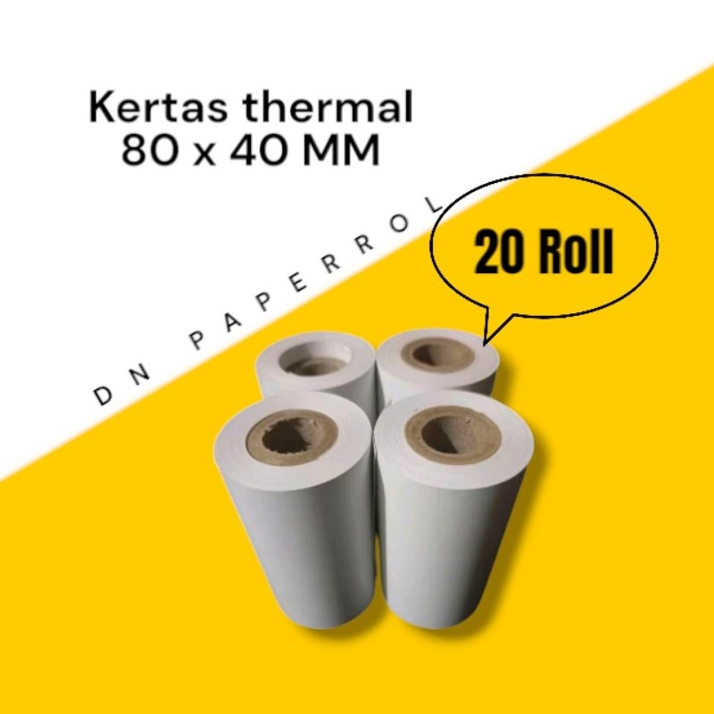 

Kertas thermal 80x40 paket 20 roll kertas thermal printer ukuran 80mm