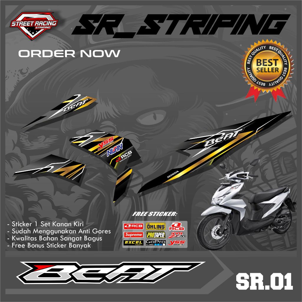 Stiker Honda Beat Deluxe Beat Street 2020 2021 2022 2023 Terbaru - Sticker Variasi Sepeda Motor Hond