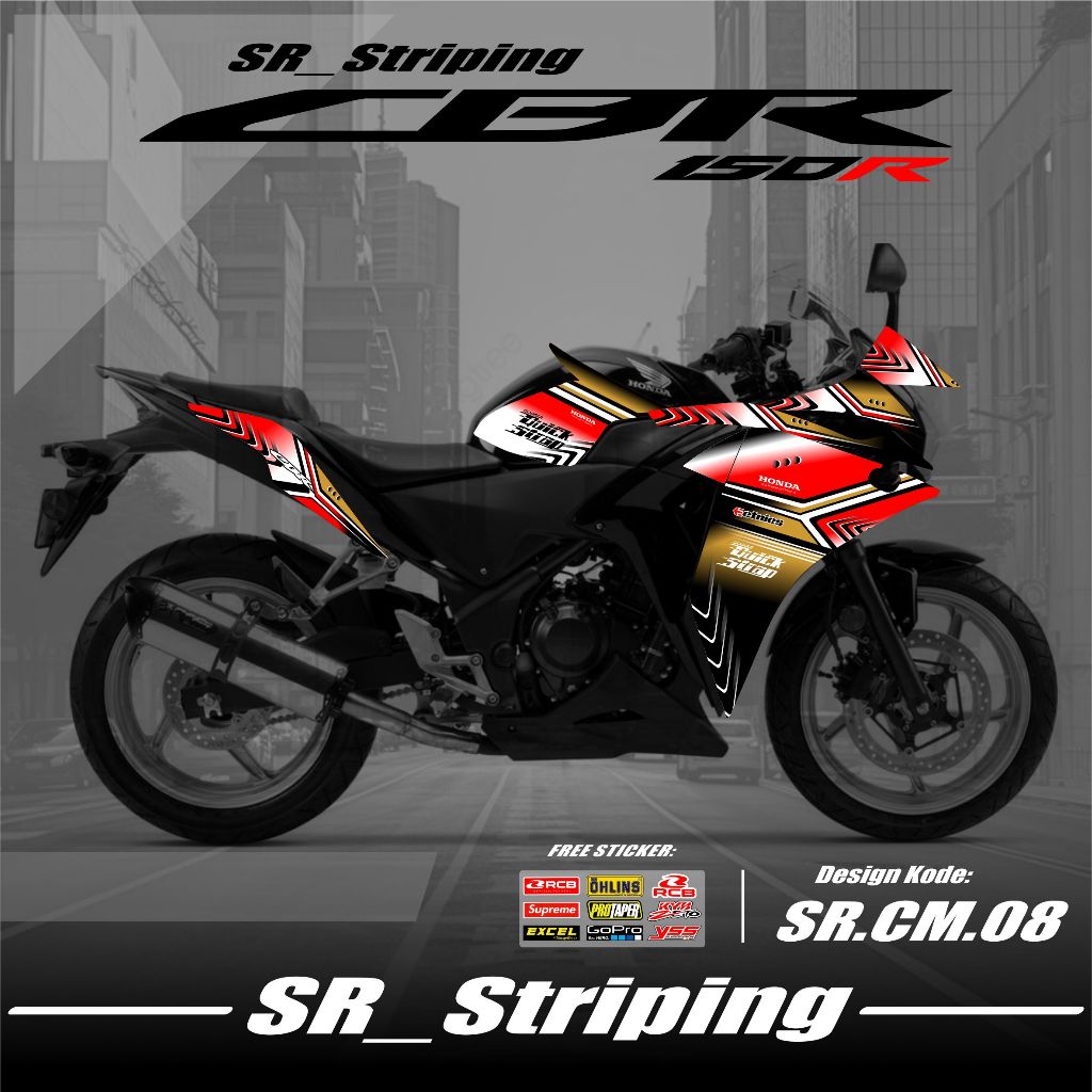 Striping CBR 150R CBU Thailand Variasi - Sticker Stiker Variasi Motor CBR CBU Thailand Desain Grafis