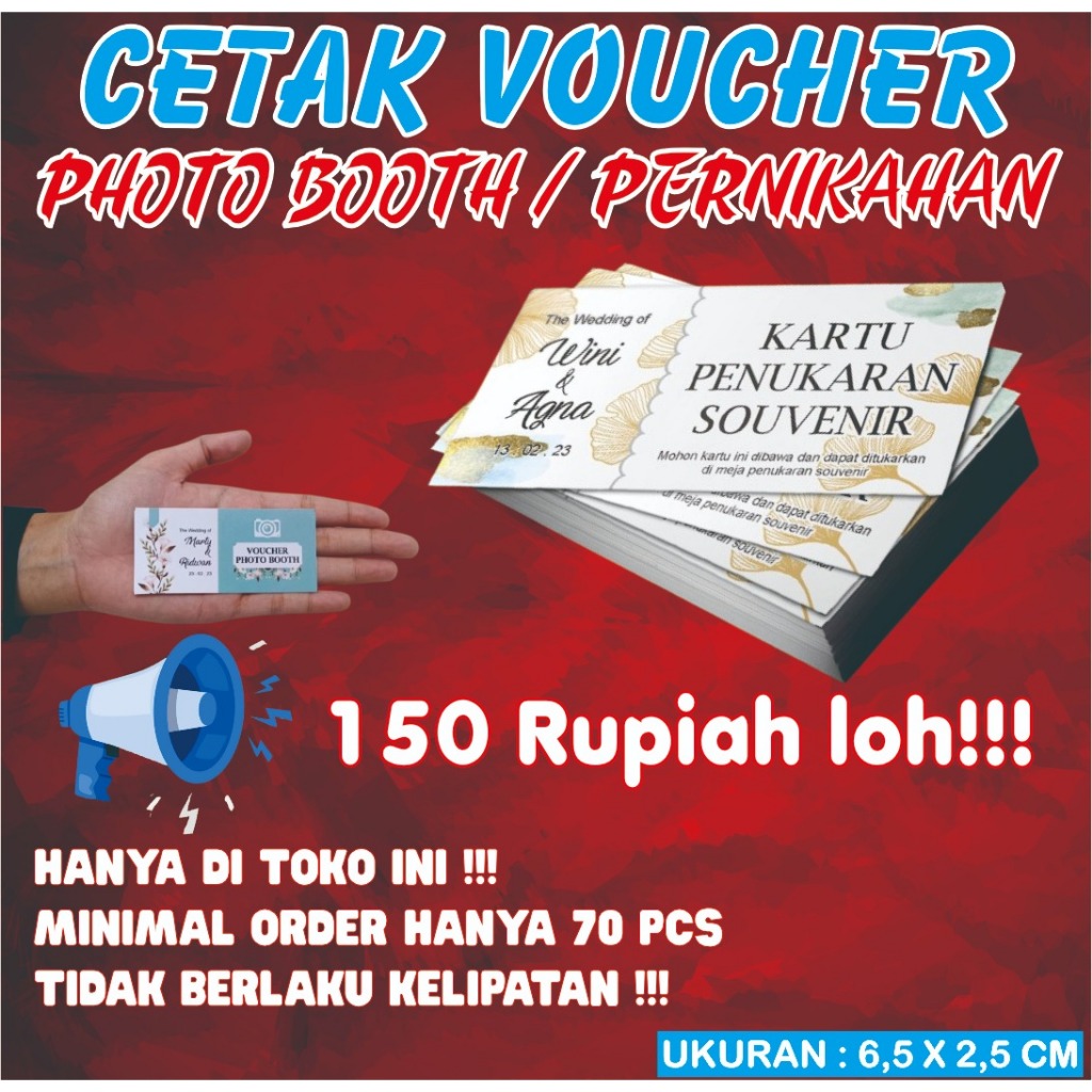 Kupon Penukaran Souvenir  / Voucher Photo Booth / Kartu Souvenir Wedding