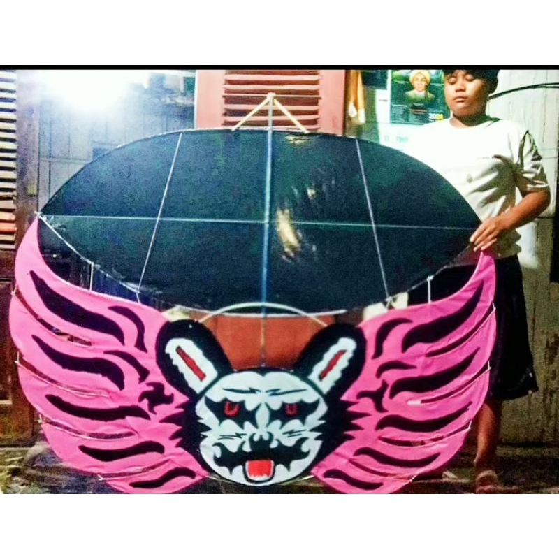 layangan ram raman full fiber  uk 1.5 meter - sudah di sampul fullset sendaren - tali goci sudah ter