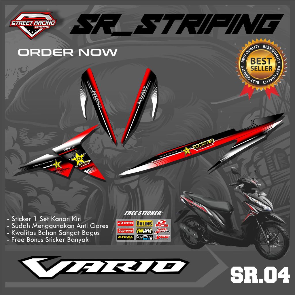 STIKER MOTOR STRIPING HONDA VARIO FI 110 - STICKER MOTOR SETRIPING LIST VARIO FI 110 SR.04