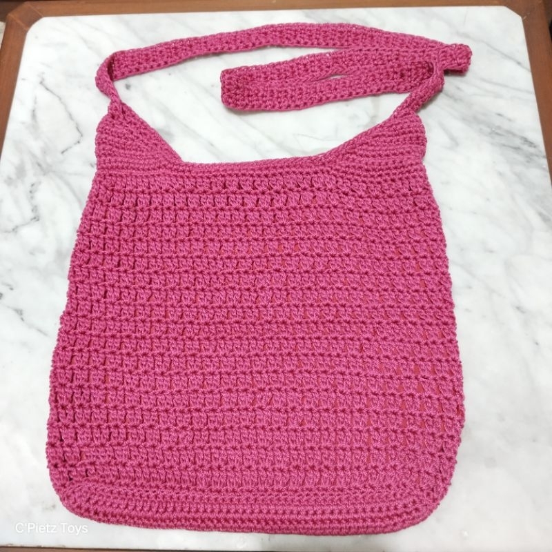 Tas Selempang Rajut Nylon - Pink (Second/Preloved)