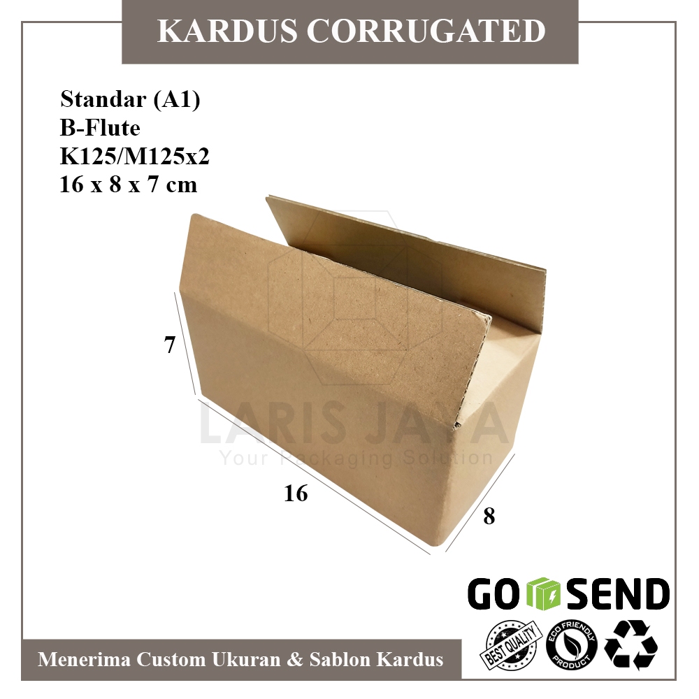 

Kardus karton uk. 16x8x7 cm Kotak Box SHEET/SINGLE WALL untuk packing Souvenir -dll