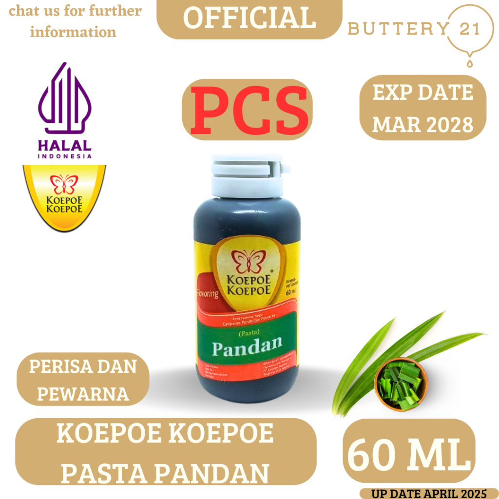

KOEPOE KOEPOE PANDAN 60 ML/KUPU KUPU PASTA PANDAN/BAHAN TAMBAHAN PANGAN PERISA DAN PERWARNA PASTA PANDAN
