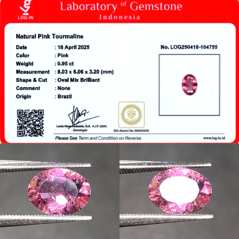 0,95 cts Natural Pink Tourmaline origin Brazil No Treatment Memo padparadscha color LOGIN