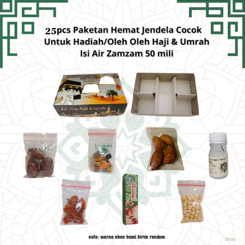 

25 pcs paketan hemat jendela untuk oleh oleh haji dan (umroh isi air zamzam 50 ml)