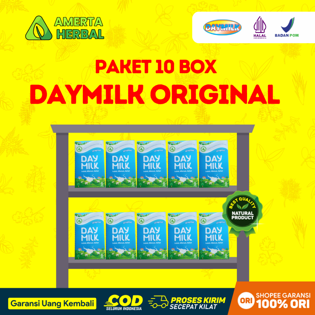 

[ PAKET 10 BOX ] Daymilk Rasa Original - Susu Kambing Etawa Premium Bubuk - 200gr Halal BPOM