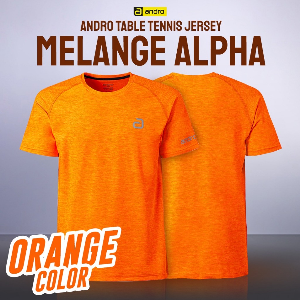 Kaos Shirt Tenis Meja Pingpong Andro Melange Alpha Orange Original