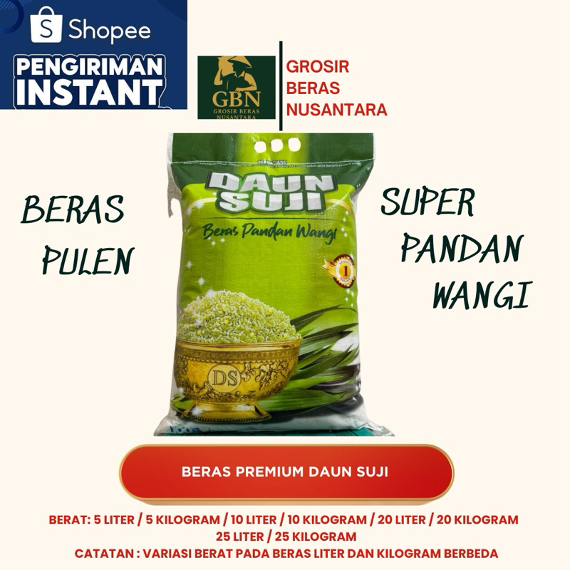 

BERAS PANDAN WANGI DAUN SUJI - KUALITAS TERBAIK / TIDAK LENGKET / TEXTURE HALUS