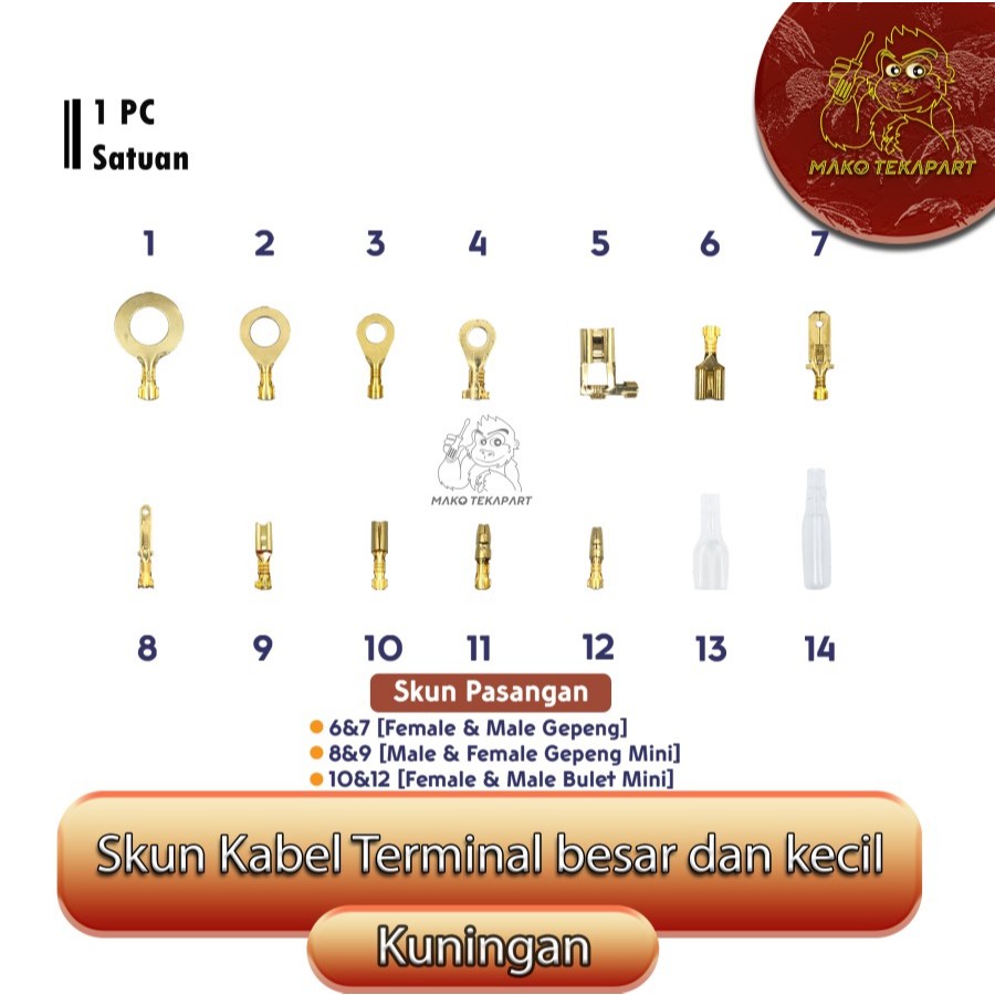 Terminal Skun Kabel Female Male Skun Kabel Besar Kecil