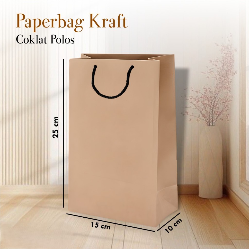 

TAS PAPERBAG SOUVENIR UKURAN 15 x 25 x 10 CM - PAPER BAG PERNIKAHAN BAHAN KERTAS KRAFT POLOS
