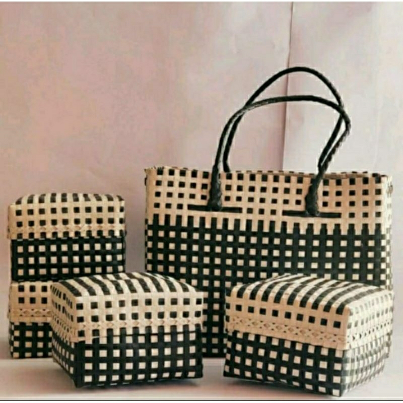 KEBEN set 4 (Bahan kaca. Ada bambu dalam keben) READY STOK