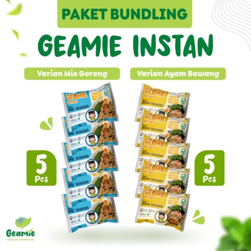 

Paket Bundling Geamie Instant Ayam Bawang 5pcs, Goreng Special 5pcs