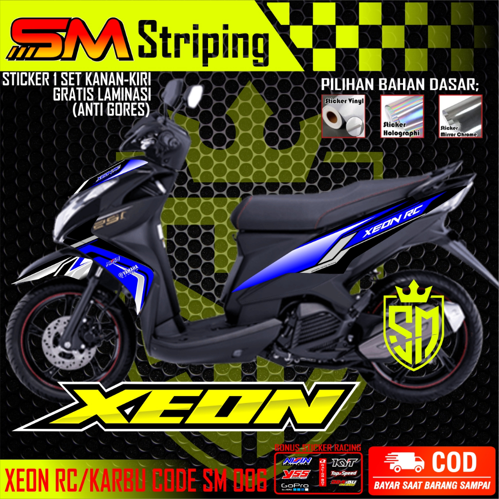STRIPING XEON RC - STRIPING XEON CARBU - STIKER XEON VARIASI KEREN RACING SIMPEL KODE ARS 006