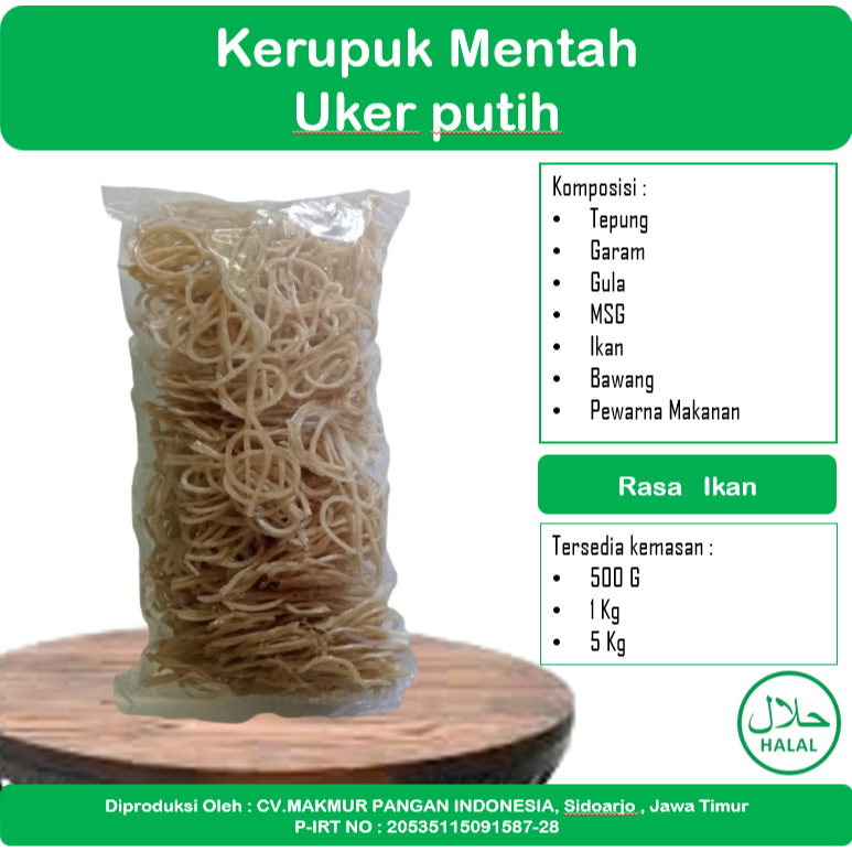 

KERUPUK UKER PUTIH MENTAH 500 gram