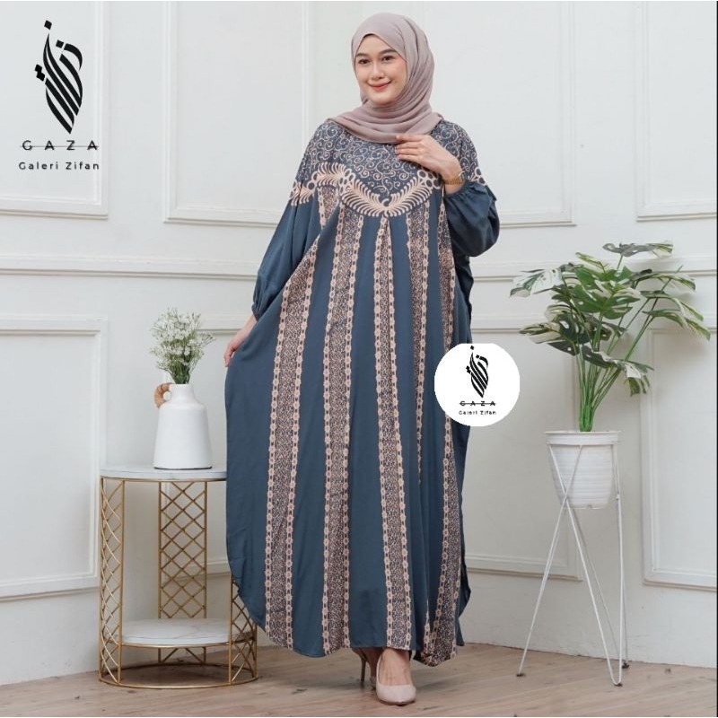 Gamis Kaftan Rayon Jumbo Premium Lengan Panjang Motif Alena Ld 180 Cm Adem Dan Nyaman Dipakai
