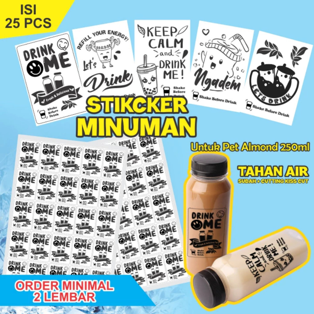 

25 pcs Stiker minuman universal transparan