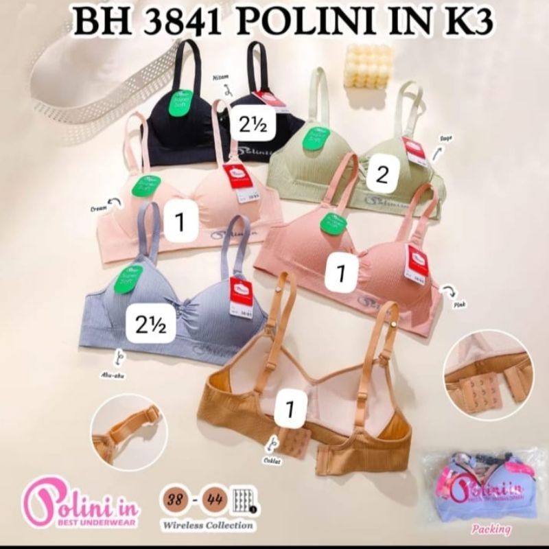 Bra Polini 3841 bahan rajut tanpa kawat