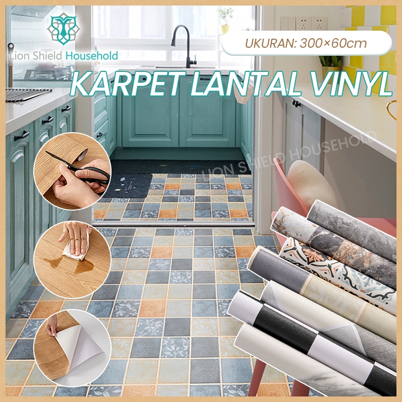 Karpet Lantai Roll Vinyl Panjang 3 Meter x 60 Cm Plastik Foam Anti-Slip Mudah Bersih Motif Kayu, Ant