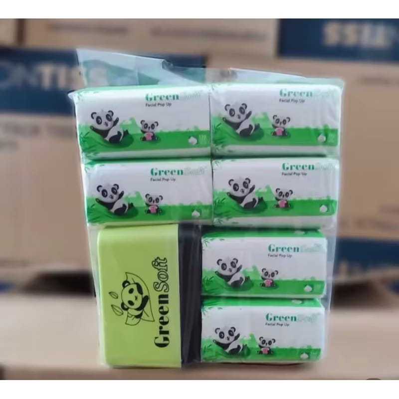 PAKET TISU GREEN SOFT PLUS BOX ISI 130 SHEETS 6PCS UKURAN KECIL / TISSUE GREEN SOFT ISI 6 FREE KOTAK