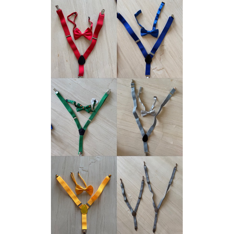 preloved Suspender Pria Suspender Anak Laki Laki Cowok, Bonus Dasi Kupu / Suspender Tali Jojon Suspe