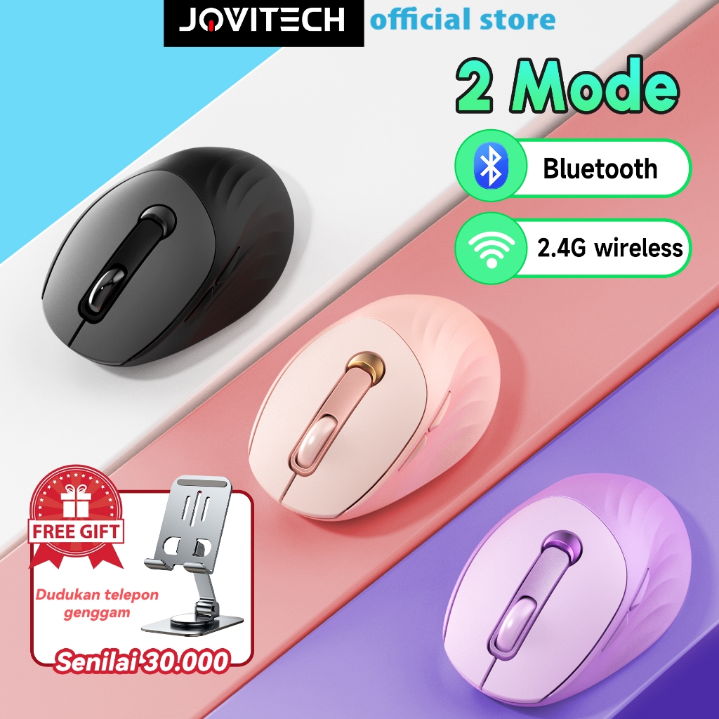 Jovitech Mouse Wireless Bluetooth Mouse MW08 USB Dongle 2.4G BT3.0/5.0 1500DPI Silent Mouse Type C