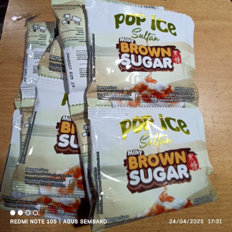 

1 rcg pop ice Sultan milky brown sugar isi 10 sachet