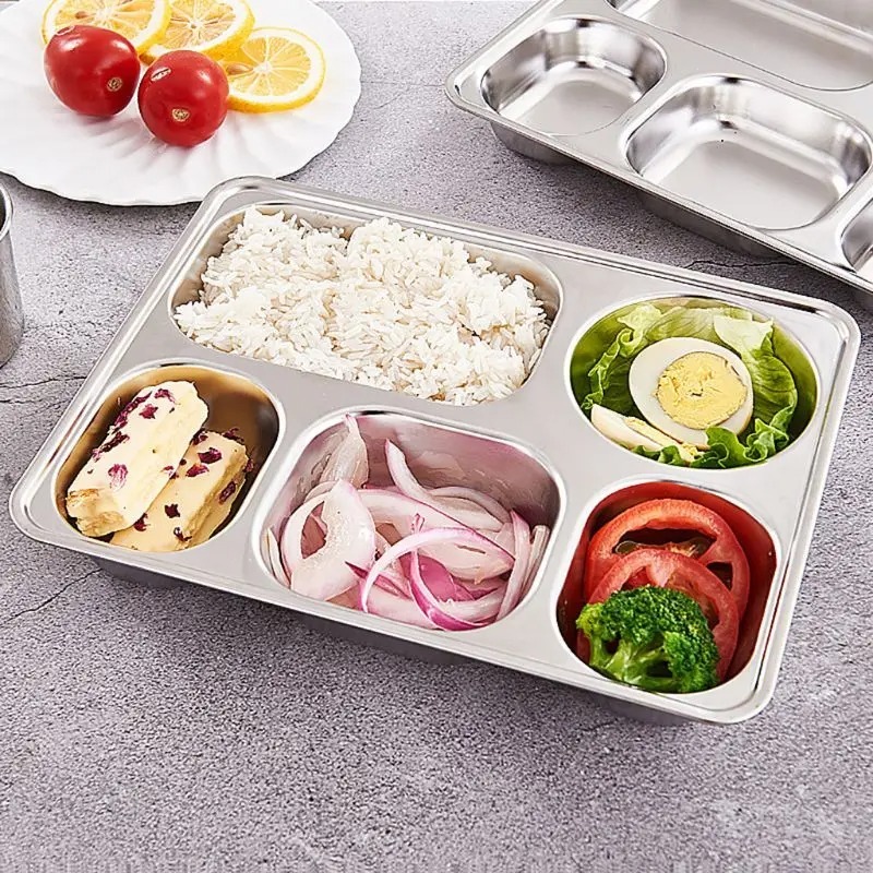 Kotak Makan Food Tray Stainless 304 Lunch Box Set 5 Sekat Tempat Makan 5 Sekat Foodtray Tempat Makan