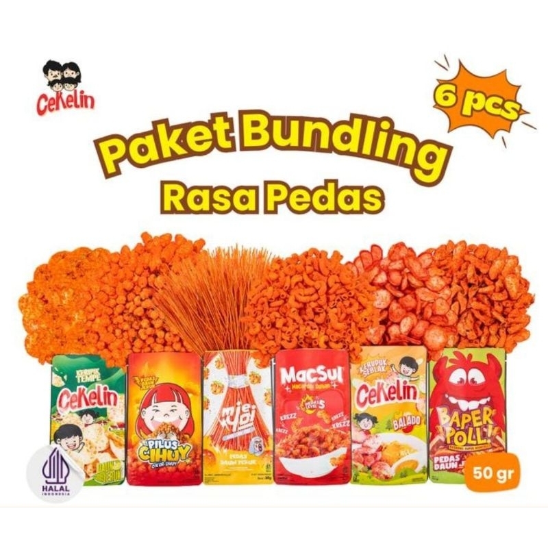 

CEKELIN cemilan paket bundling rasa pedas 6pcs