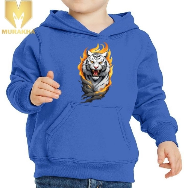 SWEATER HOODIE MACAN PUTIH FIRE ANAK LAKI - LAKI / PEREMPUAN 1 - 9 tahun