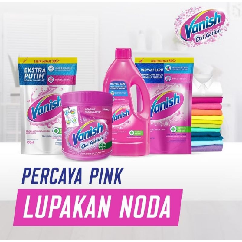 Vanish Pink Powder Oxi Action // Vanish Bubuk Penghilang Noda Membandel